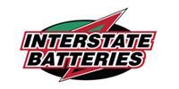 Interstate Batteries logo in black, white, red, and green with a lightning bolt