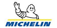 Michelin logo with the Bibendum mascot waving above blue and yellow text