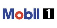 Mobil 1 logo in blue, red, black, and white