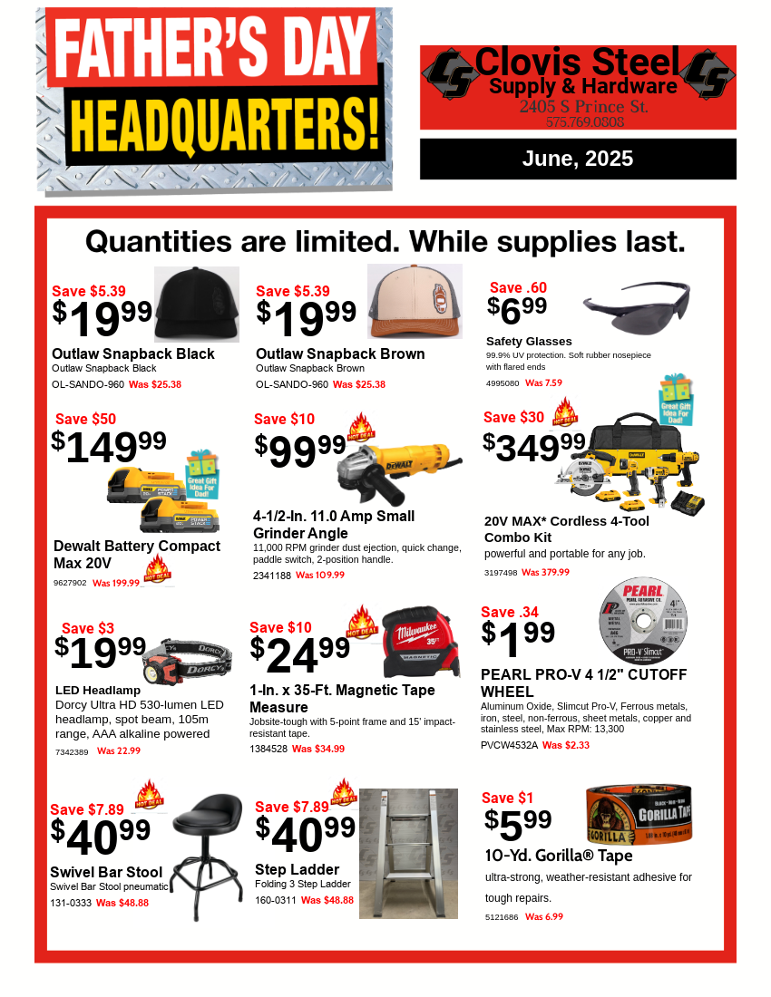 Clovis Steel - Monthly Specials June 2025