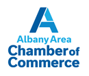 Albany Area Chamber of Commerce logo with blue stylized A and text on white background