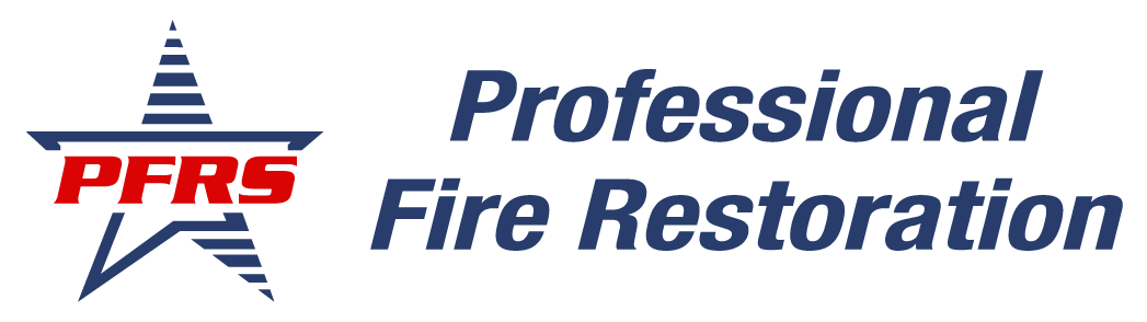 PFRS Professional Fire Restoration logo with blue star and red lettering on white background