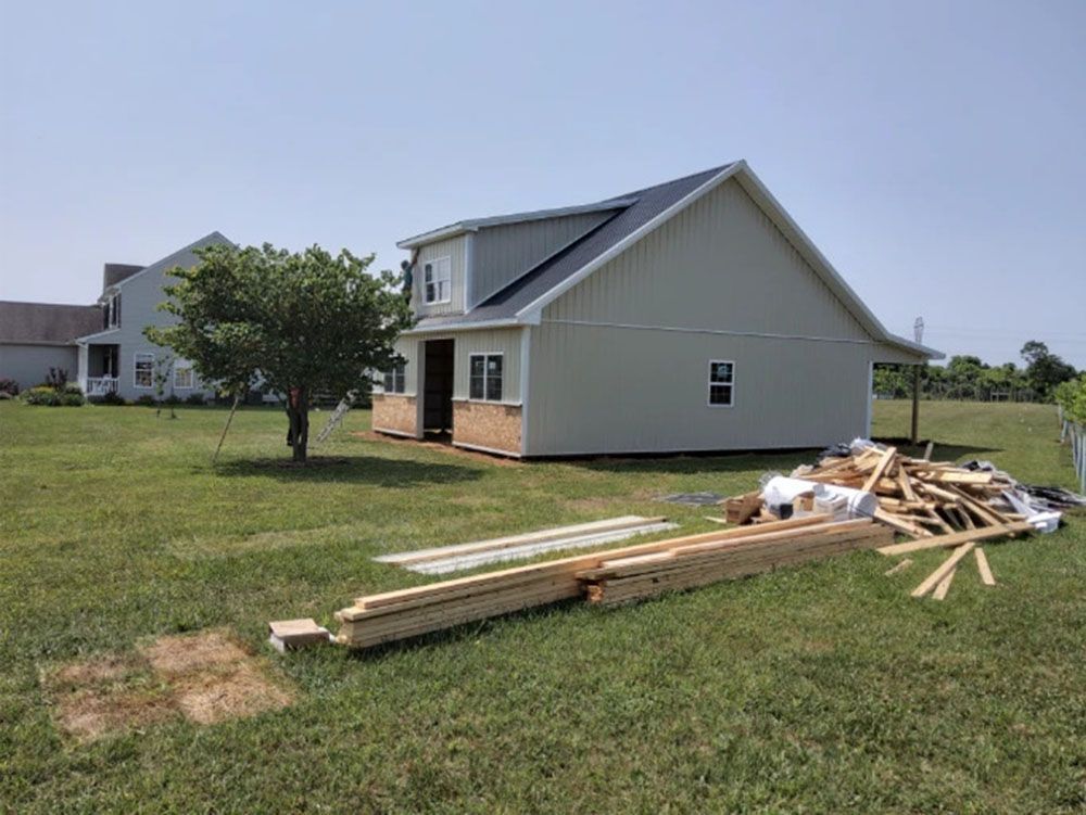 Light green siding building