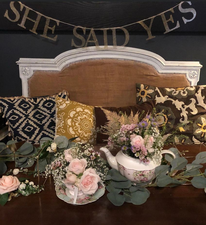 Engagement celebration: A banner reading