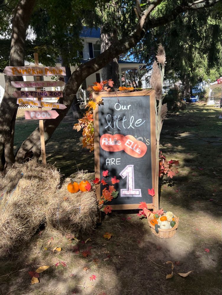 A chalkboard sign with