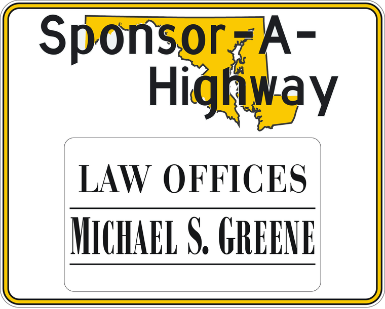Sign: Sponsor-A-Highway with Law Offices, Michael S. Greene