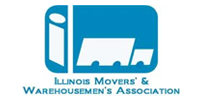 Illinois Movers & Warehousemen’s Association logo in blue and white with stylized truck icon