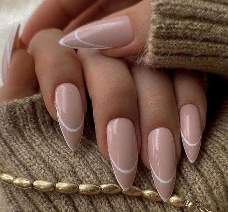 white and pink nail art