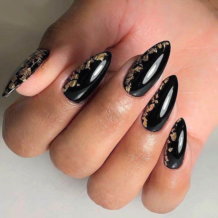 black and gold nail art design