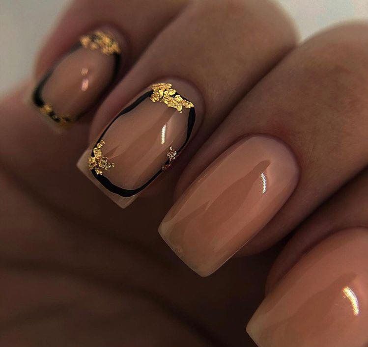 pink and gold nail art design