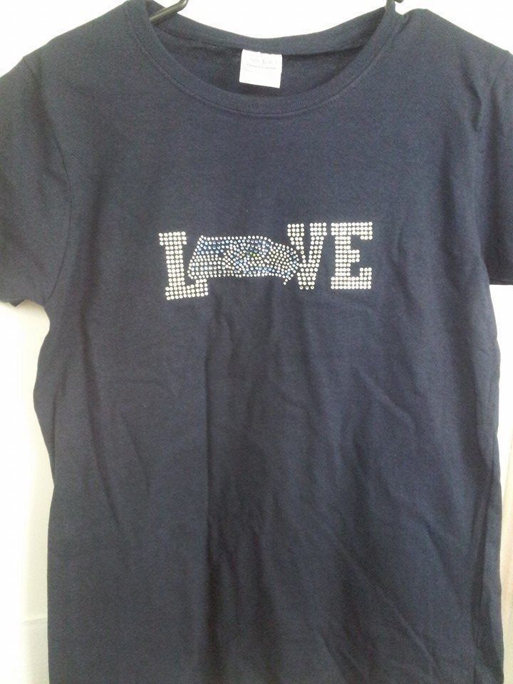 Navy blue t-shirt with the word 