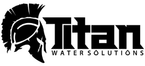 Logo: black Spartan helmet and "Titan Water Solutions" in bold sans-serif font.