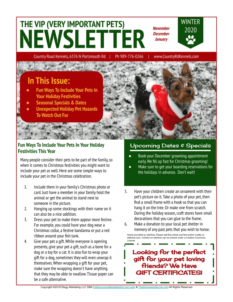 The VIP (Very Important Pets) Newsletter