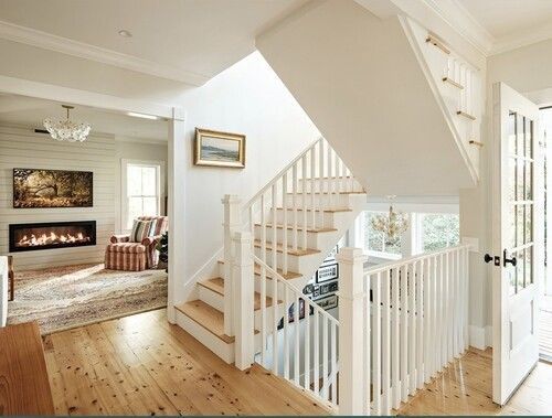 A staircase leading up to the second floor of a house