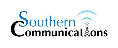 Southern Communications logo with a stylized antenna and signal arcs. The company name is in blue and black.