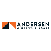 Andersen Windows & Doors logo with orange and black geometric icon on white background.