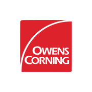 Owens Corning red logo with white curved line and text.