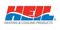 NEU Heating & Cooling Products logo in red and blue text on a white background