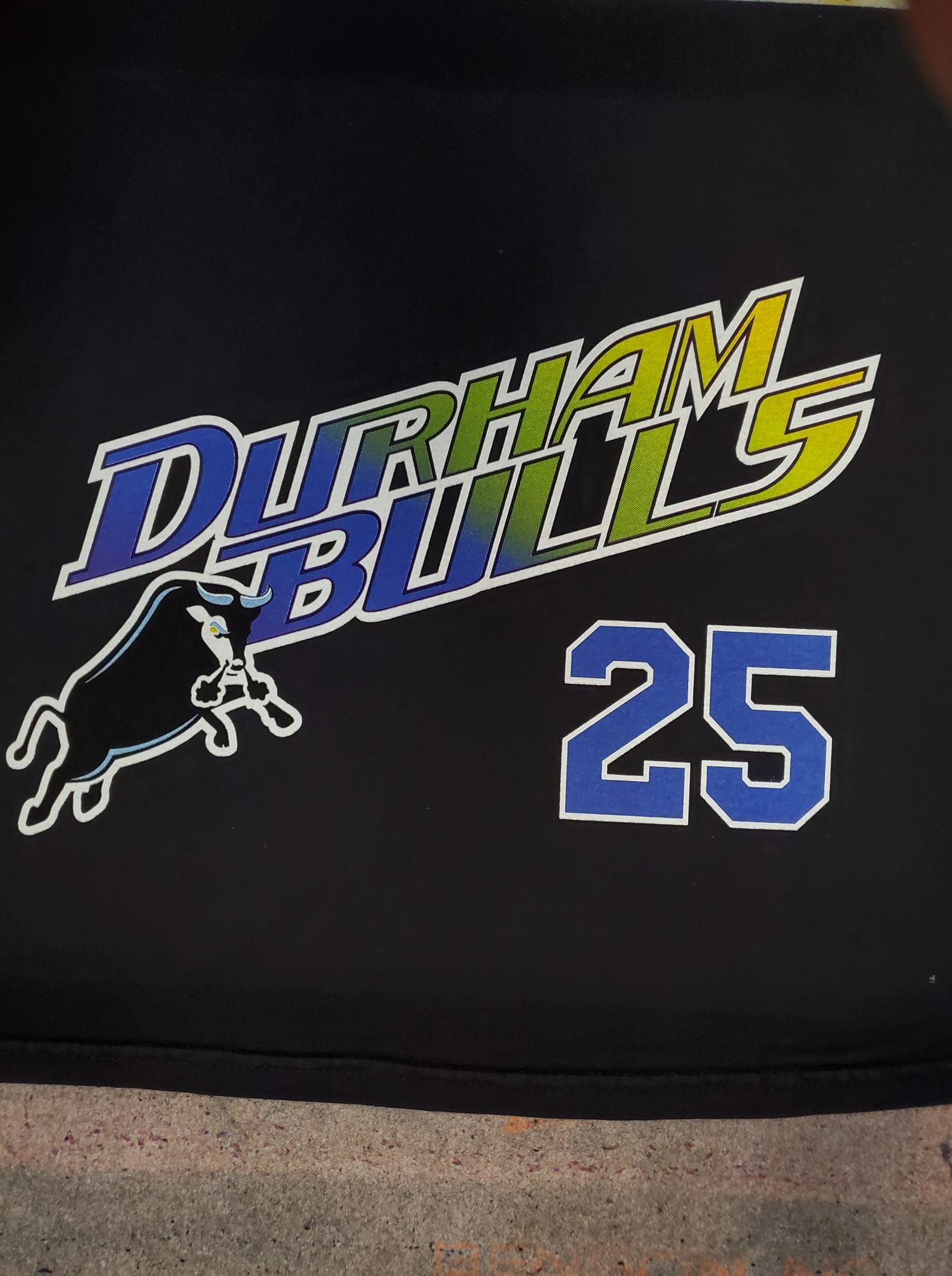 A black shirt that says durham bulls and the number 25