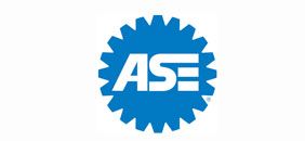 The blue ASE logo featuring the letters 