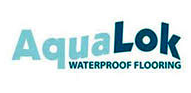The aqualok waterproof flooring logo is blue and black.