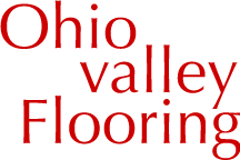 The logo for ohio valley flooring is red on a white background.