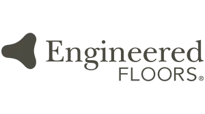The logo for engineered floors is gray and white.