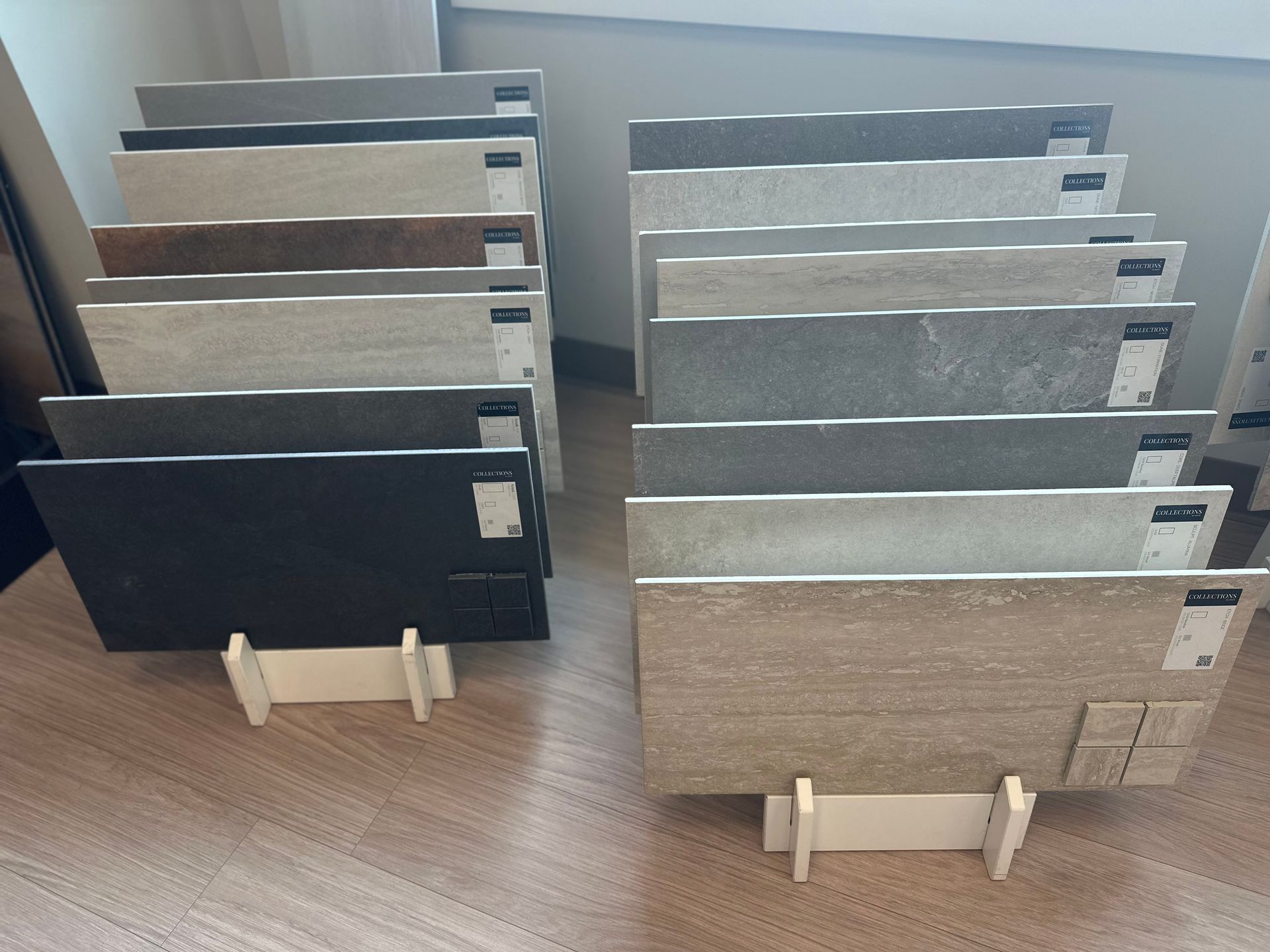 A display of tiles of different colors and sizes