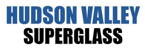 HUDSON VALLEY SUPERGLASS logo in blue and black text on a white background