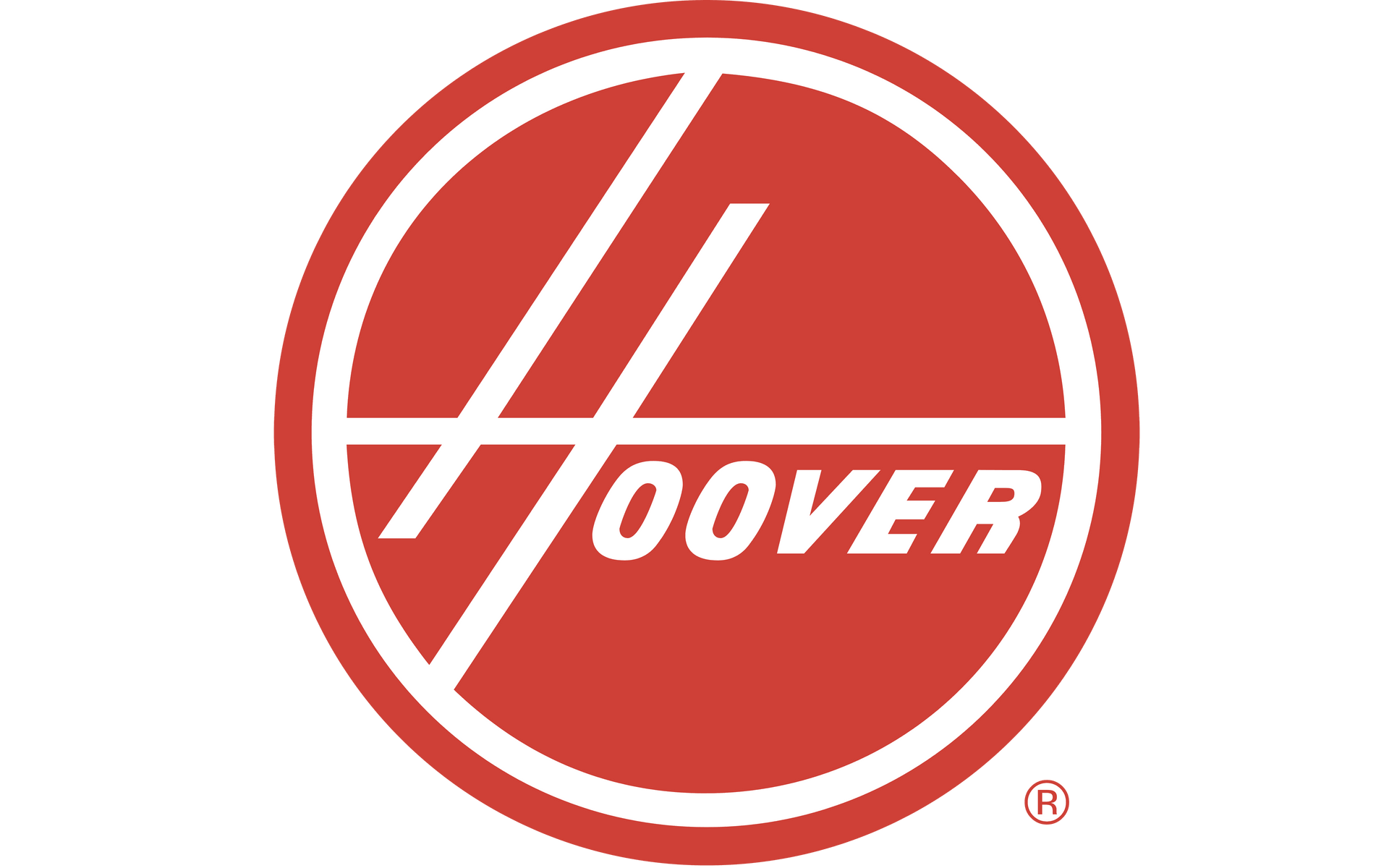 A red and white hoover logo on a white background
