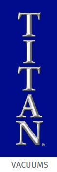 The titan vacuums logo is on a blue background.