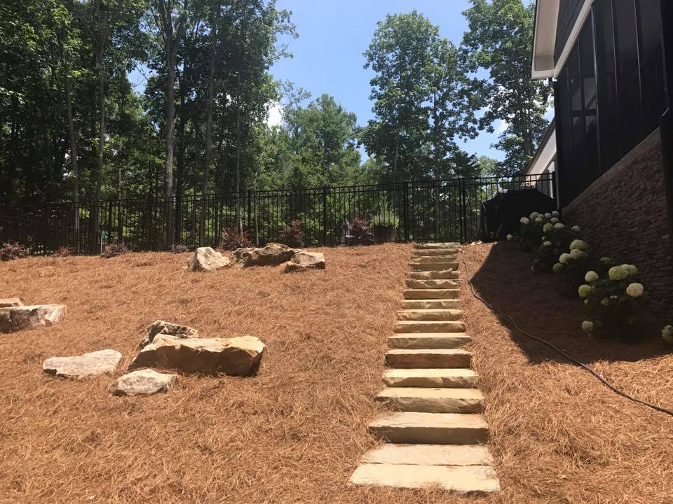 Mulch and stairway