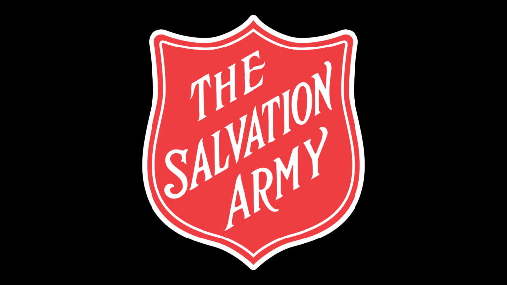 The Salvation Army logo: red shield with white border and text,