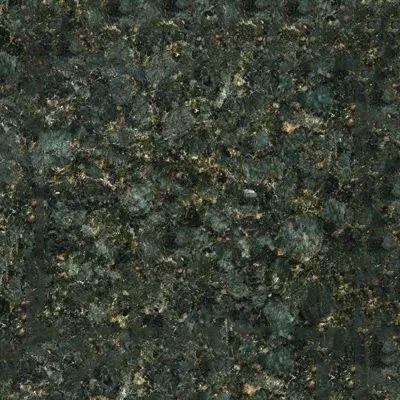 Dark green granite countertop with speckled gold and gray patches.