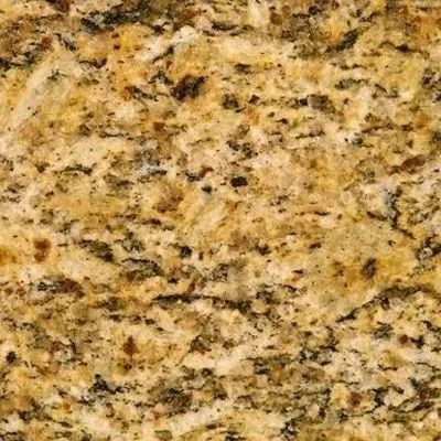 Golden granite countertop with dark and light speckles.