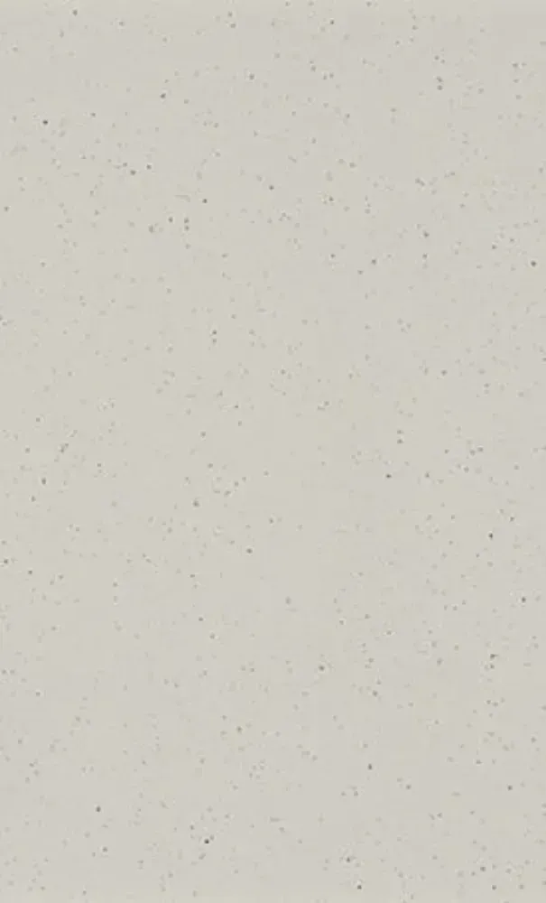 Off-white textured background with small dark specks.