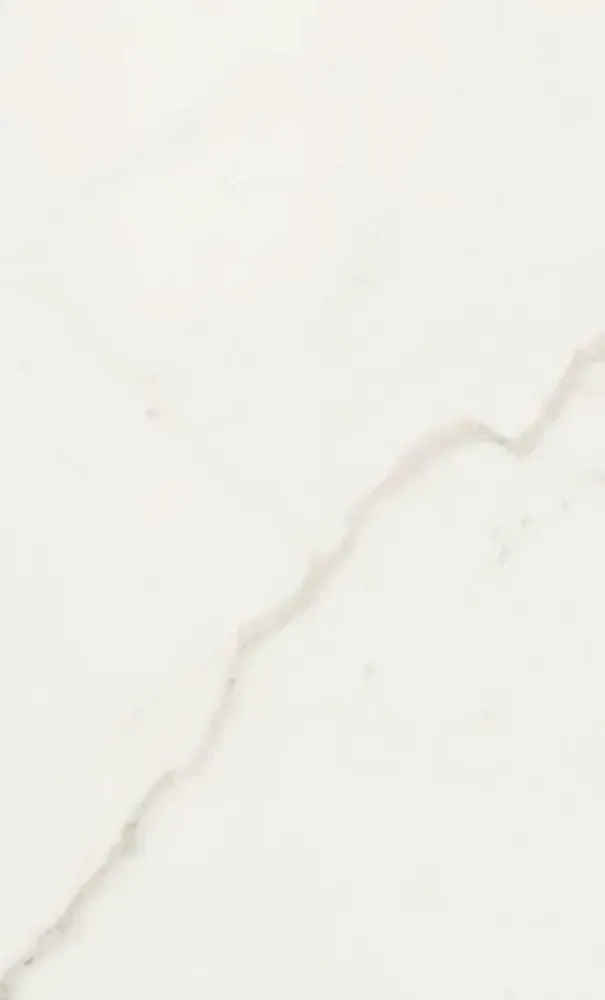 White marble with diagonal beige vein.