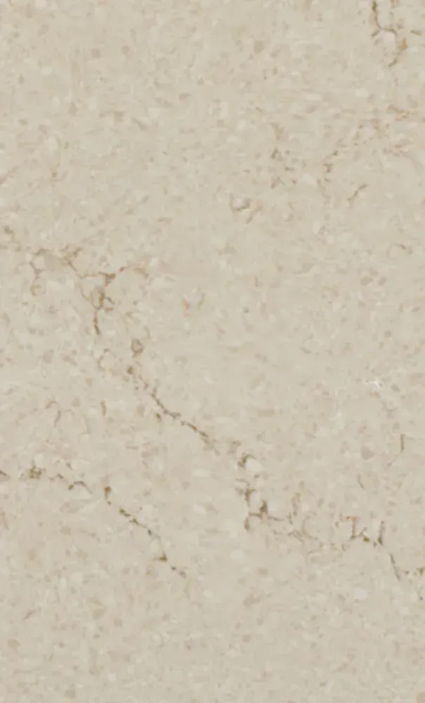 Beige marble-like surface with subtle veining and a mottled texture.