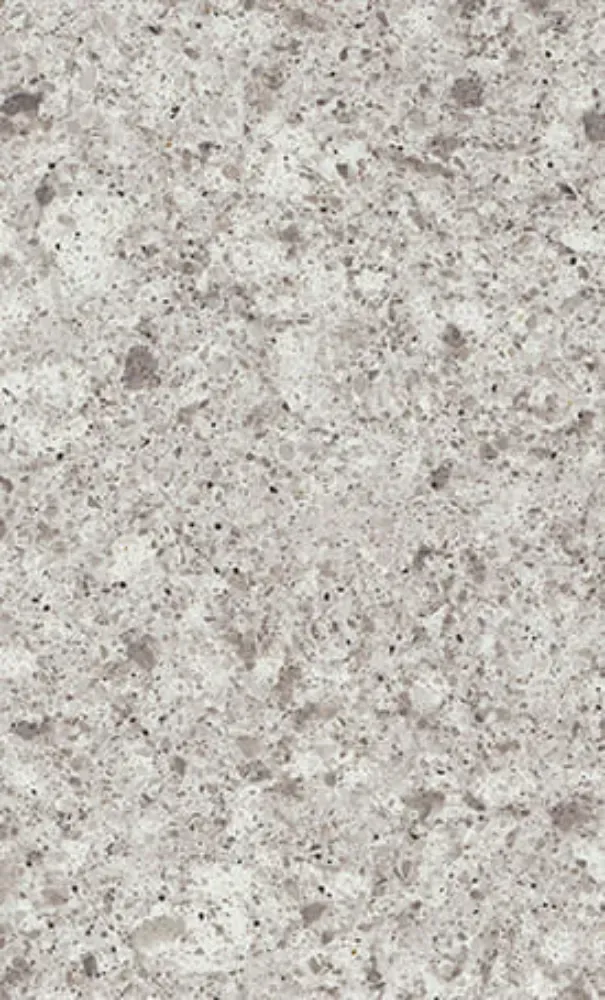 Light gray quartz countertop with speckled pattern.