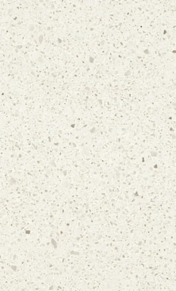 White quartz countertop with speckled pattern.