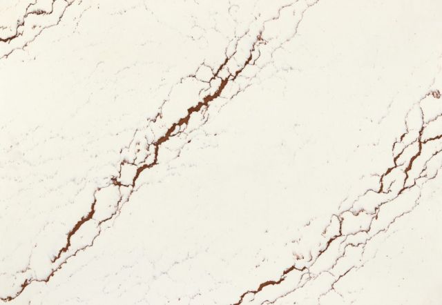 Off-white surface with diagonal brown veining pattern.