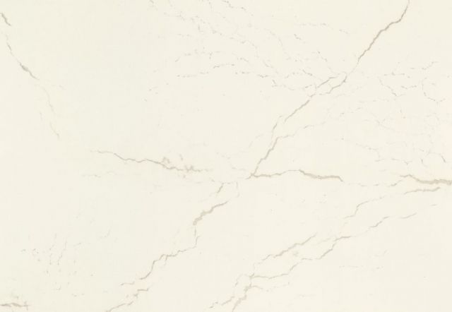 Off-white, veined marble surface. The stone has light gray cracks running across.