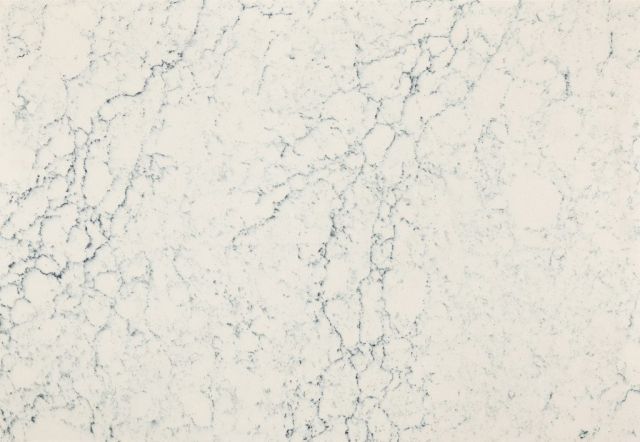 White countertop with blue veining.