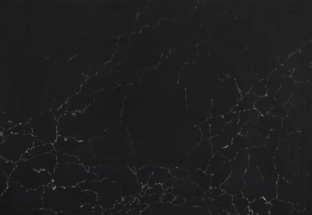 Black marble countertop with white veining.