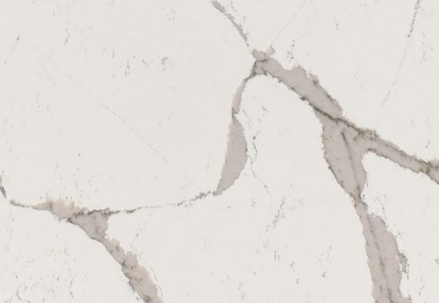 White countertop with gray veining.