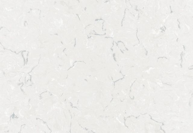 White quartz countertop with subtle gray veining.