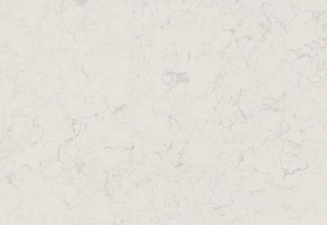 Cream-colored quartz countertop with subtle gray veining.