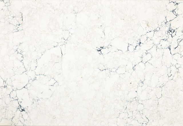 White marble with dark blue veining.