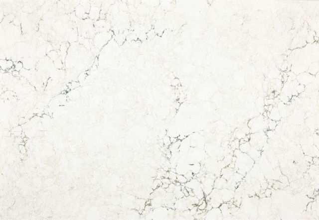 White marble-like surface with grey veining.