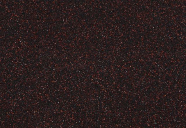 Dark brown granite countertop with small red flecks.